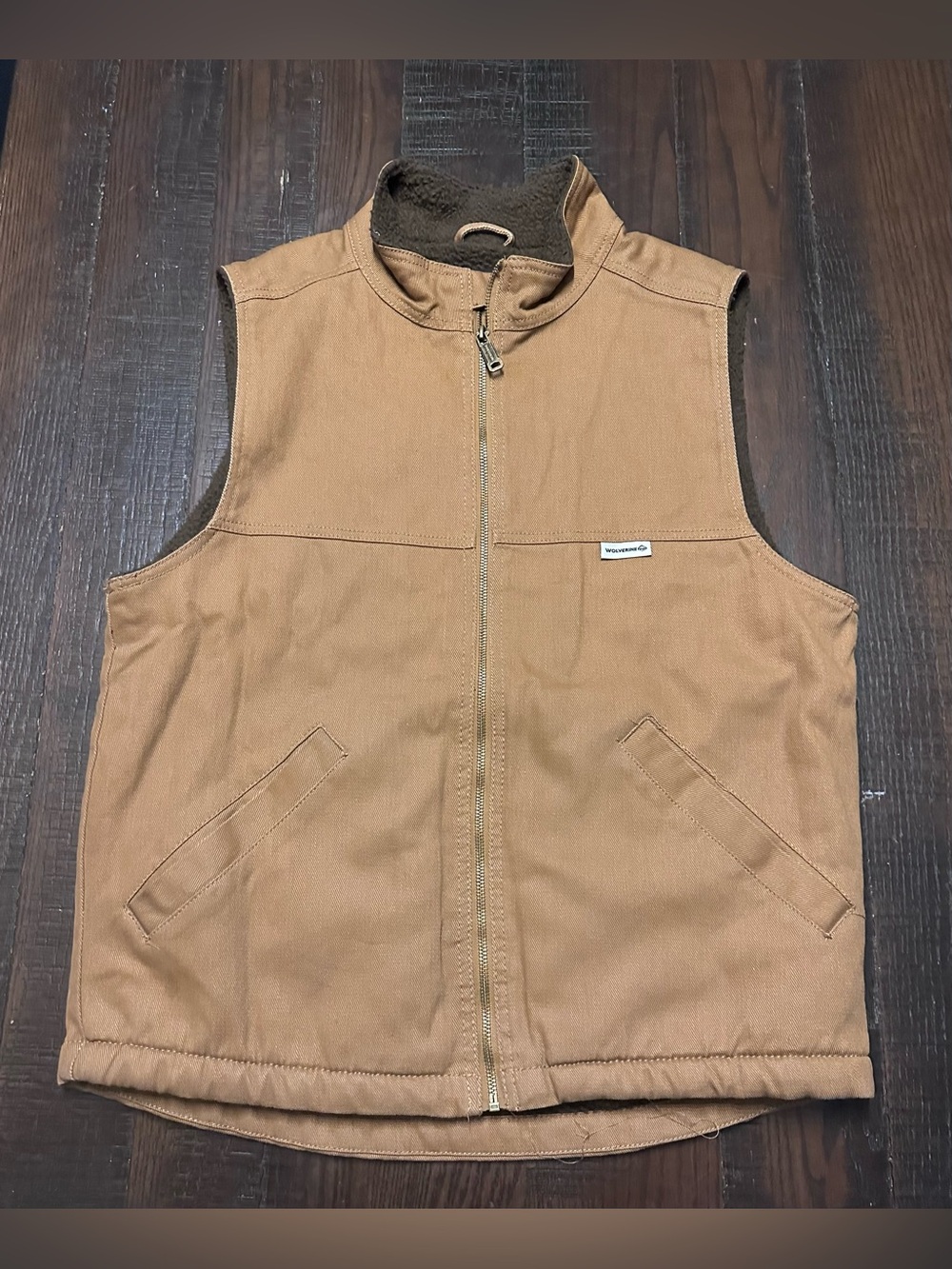 Wolverine Men's Porter Sherpa Vest Whiskey Khaki Work Tough Full Zip Size Medium